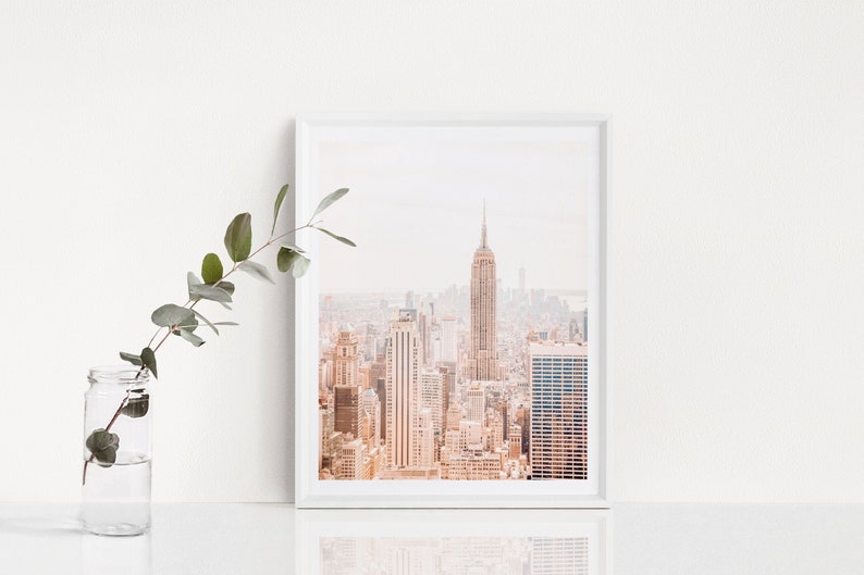 Rose gold New York City photo print Blush pink wall art Etsy