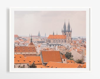 Altstadt Prag Skyline Druck - Dächer von Prag Kunst - Rosa Wandkunst - 16x20 Kunstdruck + mehr Größen - Schwarz-Weiß Fotografie