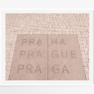 Praha Prague Praga art print - Prague photography print - Cobblestone street black and white