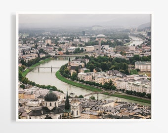 Salzburg wall art print - Black and white or color World travel print - European cities large framed wall art - Photography print