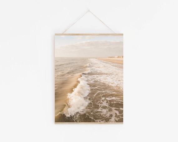 Ocean waves print - Tybee Island beach photo - Savannah print - Ocean art photography - Tan beach house decor