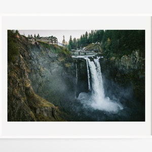 Snoqualmie Falls photo - Washington waterfall print - Pacific Northwest nature photography - Moody PNW landscape - Twin Peaks TV art