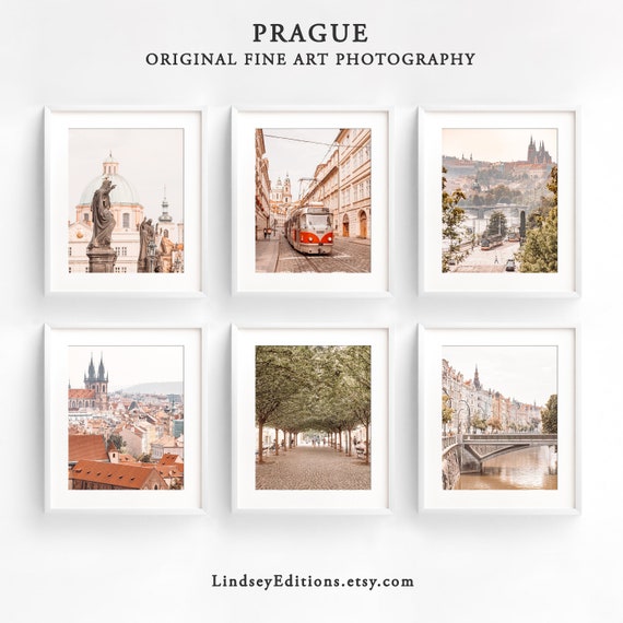 Set of 6 Prague art prints - 25% off Gallery wall art set - Christmas gift idea - 11x14 print set + more sizes - Black and white option