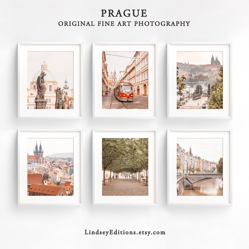 Set of 6 Prague art prints - 25% off Gallery wall art set - Christmas gift idea - 11x14 print set + more sizes - Black and white option