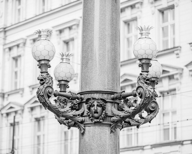 Prague Art Nouveau Wall Art Prague Faces Light Poles Etsy