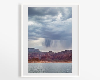 Lake Powell photo print - Utah desert wall decor - Arizona art - Nature photograph - Red rocks and rain clouds - 12x18 + larger sizes