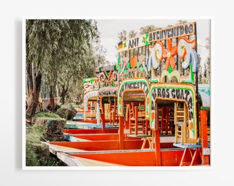 Xochimilco Mexico photography print - CDMX Mexico City canal boats photo - Floating gardens wall art - 12x18 16x20 + more sizes