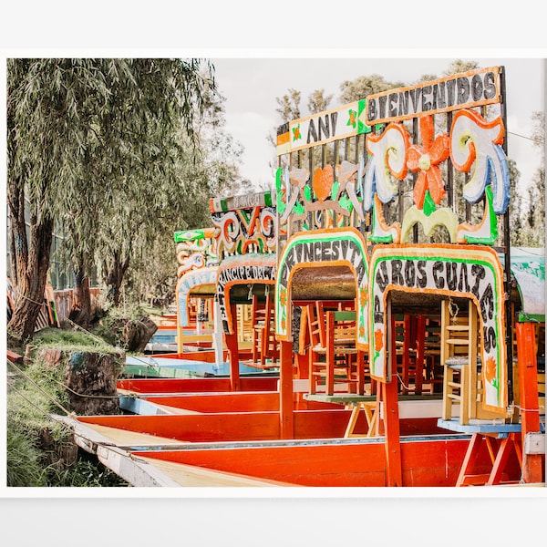 Xochimilco Mexico photography print - CDMX Mexico City canal boats photo - Floating gardens wall art - 12x18 16x20 + more sizes
