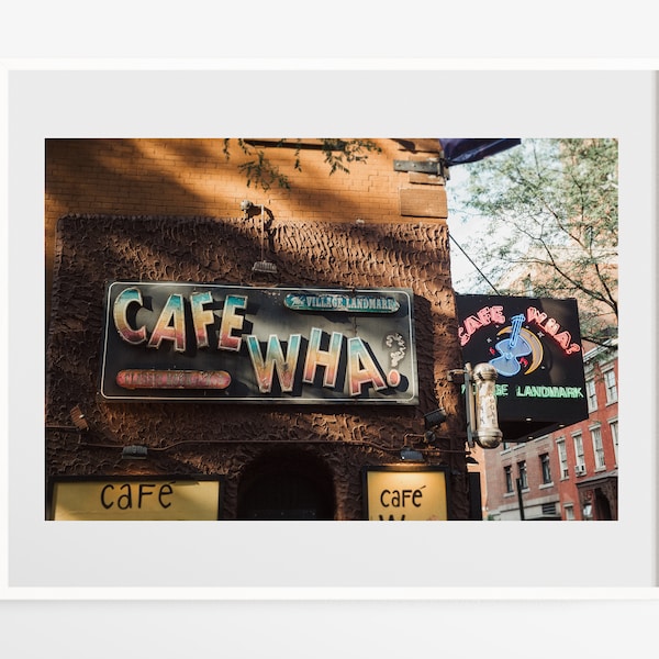 Cafe Wha? Print - American music landmarks - Vintage signs of New York City - Greenwich Village NYC photo