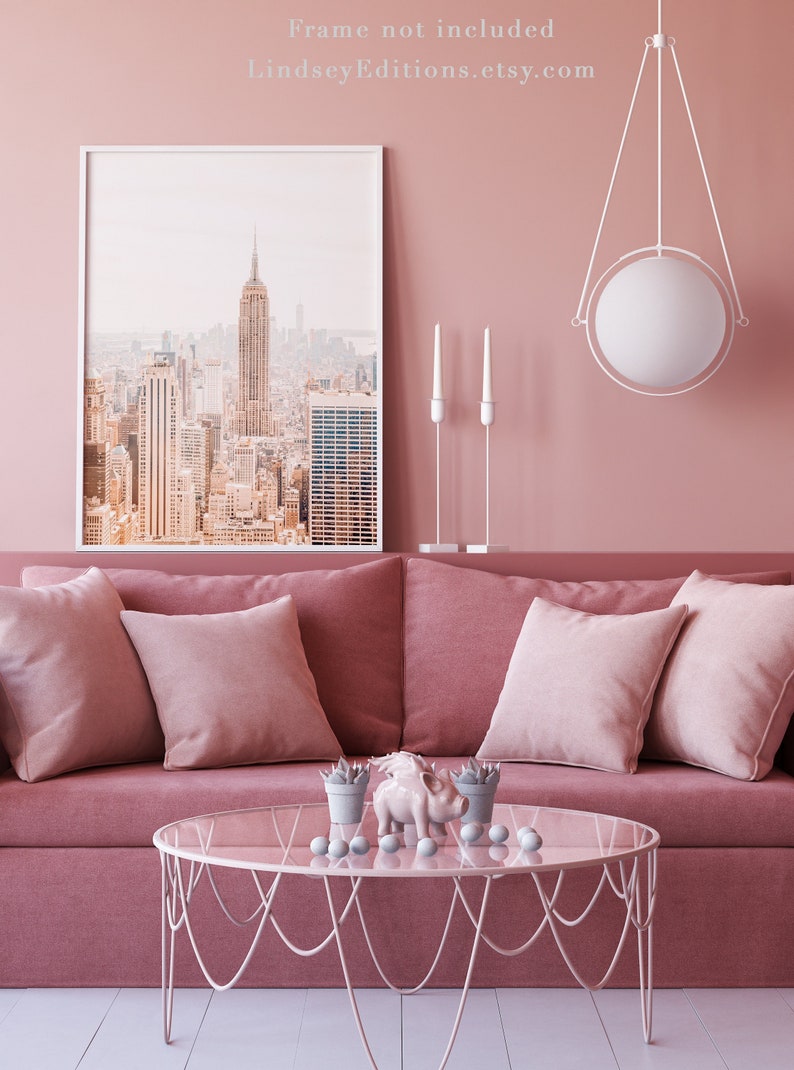 Rose Gold New York City Photo Print Blush Pink Wall Art Etsy