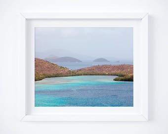 Caribbean St. John, U.S. Virgin Islands - Coral reef photography print - Beach house decor art print - USVI wall art - Seascape