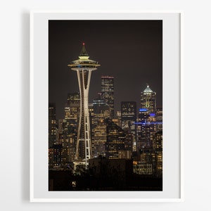 Seattle photography Black and white skyline Space Needle photo print Washington wall art PNW travel decor Cityscape image 4