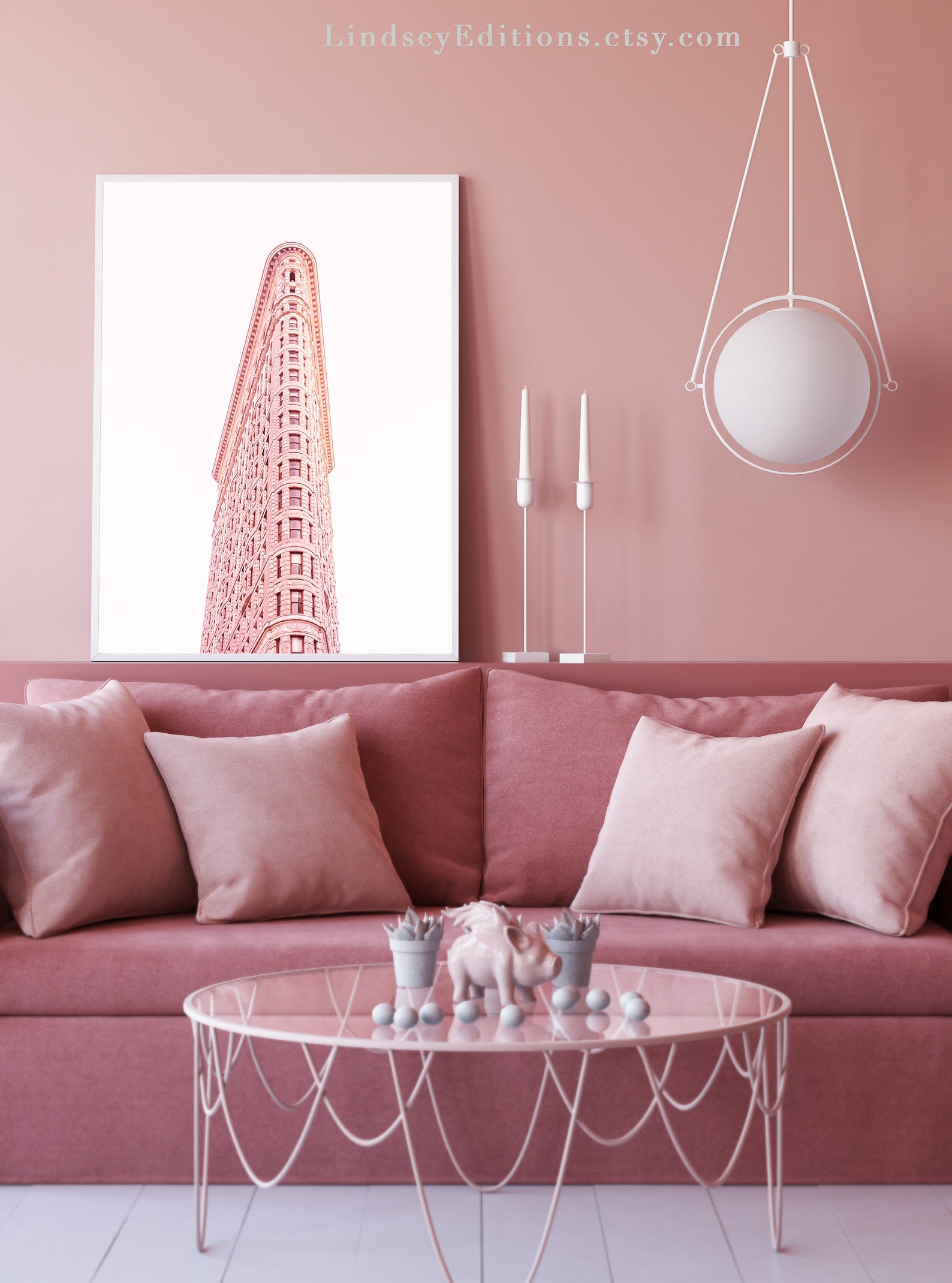Boho Pink Wall Art New York City Print Blush Pink Nursery | Etsy
