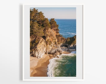 Big Sur photo print - McWay Falls wall art - California nature decor - Julia Pfeiffer State Park photography - Ocean landscape - Waterfall