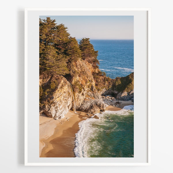 Big Sur photo print - McWay Falls wall art - California nature decor - Julia Pfeiffer State Park photography - Ocean landscape - Waterfall