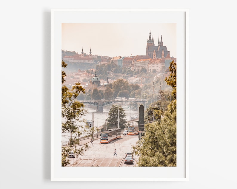 Prague art Prague castle fine art photography Prague skyline black and white image 1