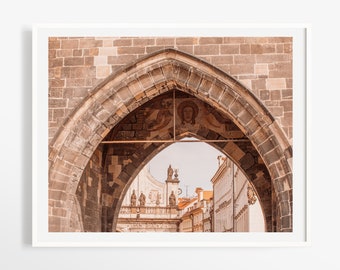 Prague art print - Charles Bridge arch wall art - Czech Republic black and white photos - 11x14 photography - Wall art Europe