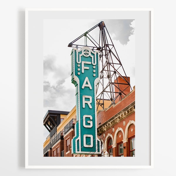 Fargo Theater art photography prints - Fargo ND North Dakota sign - Turquoise teal wall art