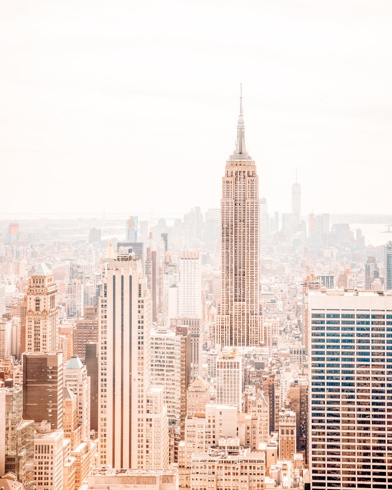 Rose gold New York City photo print Blush pink wall art Etsy