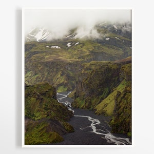Iceland print Volcano valley - Icelandic landscape photo - Large mountain wall art
