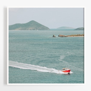 St. John USVI wall art - Mid-century Caribbean art - Aqua blue decor - Colorful art print - Travel gallery wall - fine art photography print