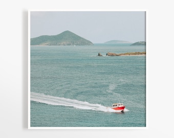 St. John USVI wall art - Mid-century Caribbean art - Aqua blue decor - Colorful art print - Travel gallery wall - fine art photography print