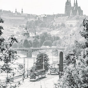 Prague art Prague castle fine art photography Prague skyline black and white Black and White