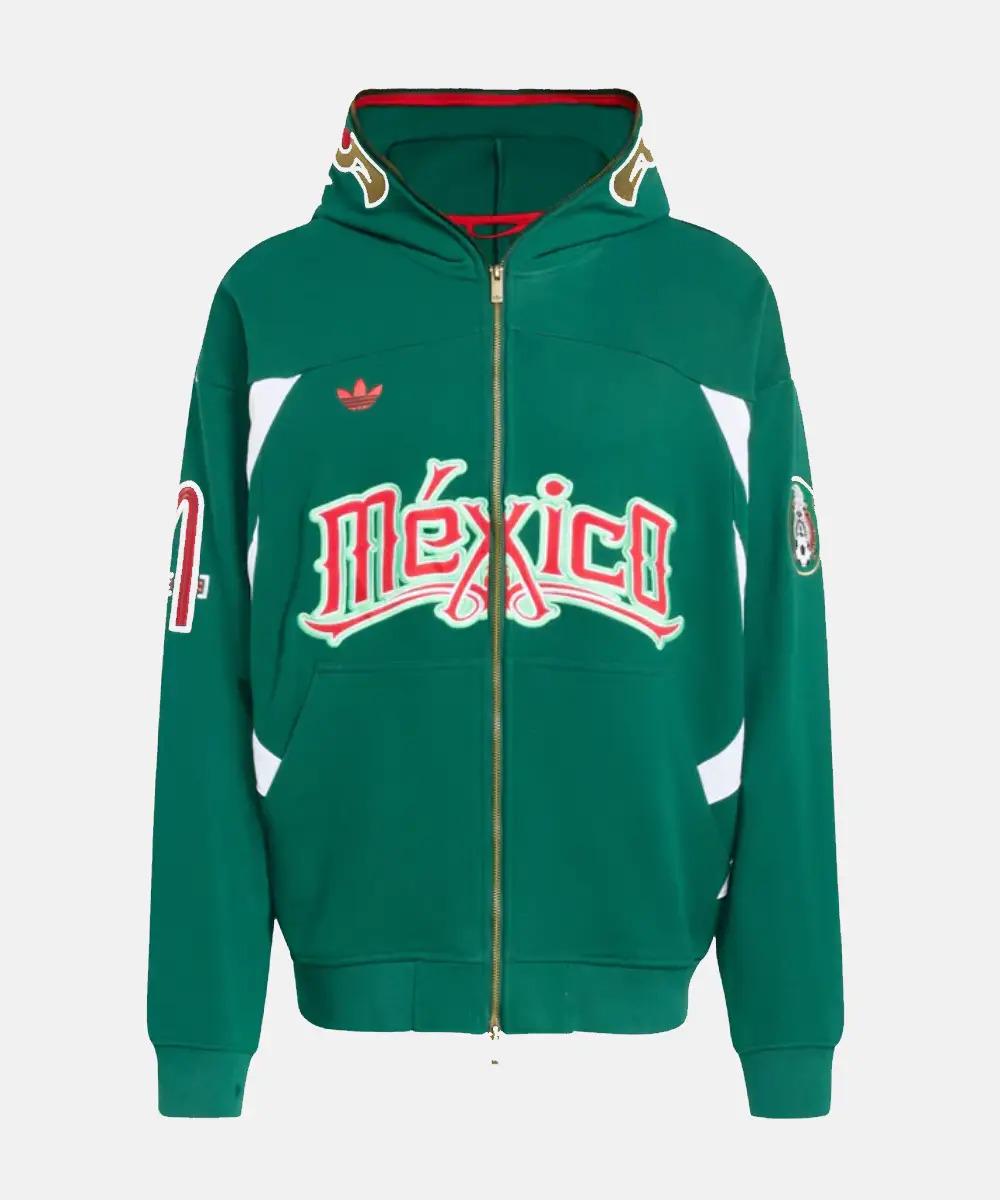 Retro Mexico Zip Up Hoodie - Embroidered Cotton Sportswear Jacket
