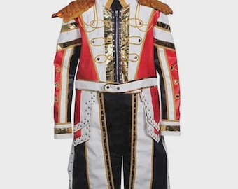 Chaqueta de cuero para hombre American Nightmare Cody Rhodes Cosplay WWE Disfraz militar blanco