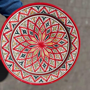 Moroccan Handmade Ceramic Plate – Colorful Geometric Pattern Dish – Decorative & Serving Plate – Boho Home Decor