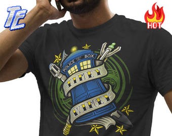 Unisex/mężczyźni: Doktor Who koszula/Timelord shirt/tatuaż tee/The Doctor T-shirt/Timey Wimey tee