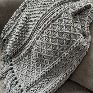 Coperta afgana Limerick Aran - Grigio ardesia