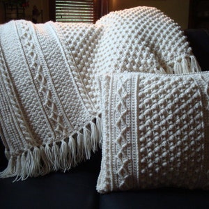 Dublin Aran Afghan - Ecru - Large