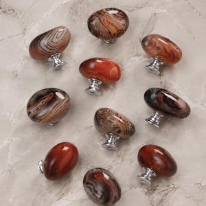 Boutons d'armoire en pierre d'agate et de marbre, poignées de tiroir décoratives, boutons de commode élégants pour relooker des meubles de chambre à coucher