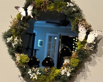 Moth/Butterfly Mirror – 8 Inch Forest Wall Art