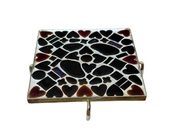 Vintage jaren 60 MCM moderne hart mozaïektegel onderzetter