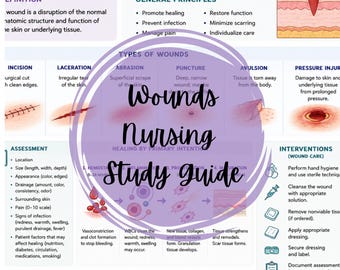 Wound Care Nursing Study Guide: Assessment, Healing, Interventions (Digital Download)