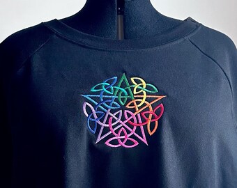 Rainbow Pentagram Sweatshirt - Bespoke 1 of 1 Plus Size 3x Witchy Pullover Crewneck