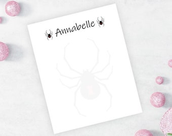 Black Widow Personalized Notepad | Spooky Goth Memo Pad | Custom Creepy Spider Stationery | Scary Paper for Notes