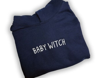 Baby Witch Embroidered Hoodie | Hooded Sweatshirt for Wiccan Youth | Kids Witch Shirt