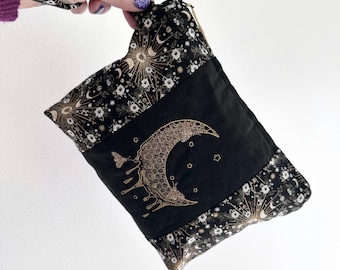 Witchy Bee Crescent Moon Wristlet with Phases for Honey Bee Lover, Witch, Wiccan