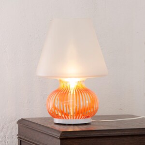 Lámpara vintage de cristal de Murano con forma de seta - Naranja esmerilado, diseño italiano de los años 70 / En perfecto estado