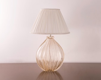 Murano Glass Table Lamp: Italian Gold Lighting (Handmade Shade)
