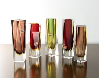 Vase en verre de Murano : style superposé Sommerso vintage - Fabriqué en Italie