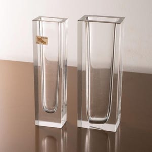 Vintage Murano single stem vase – clear crystal Italian art glass, 1960s mid-century design