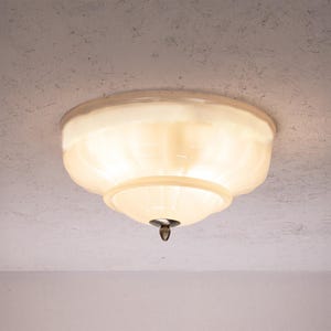Ceiling Lamp: Murano White Glass - Vintage Italian Design