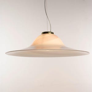 XL Vintage Pendellampa cm i vitt + grårosa spiralformad Murano-glas – Italiensk designlampa