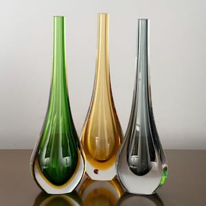Vase vénitien vintage de Murano multicolore - Rare pièce en verre soufflé italien des années 1990 | Pièce de collection issue d'archives