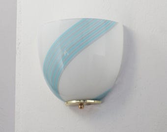 Applique da parete in vetro di Murano - Lampada vintage in filigrana bianco latte