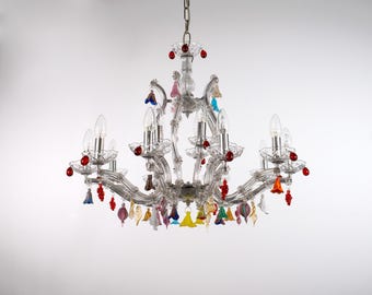 Murano Glas Kronleuchter - Bunte 15-Licht Leuchte